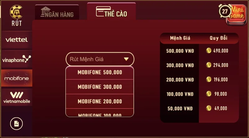 Rút tiền Manclub bằng thẻ cào được nhiều hội viên áp dụng