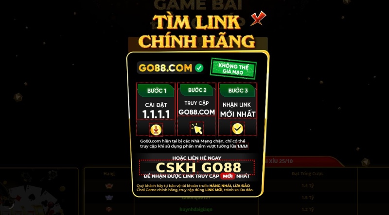Hướng dẫn cách vào GO88 chính hãng
